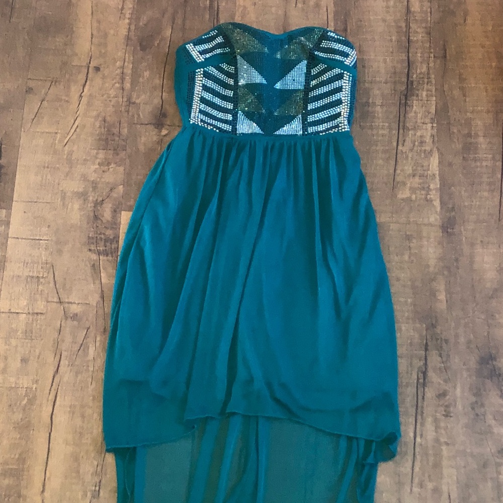 NWT Embellished High Low Strapless Dress Size S